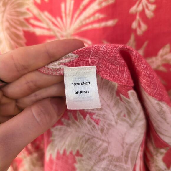 J Jill Dress Womens Large Pink Linen Travel Floral Resort Cruise Vacation Shift - Picture 12 of 13